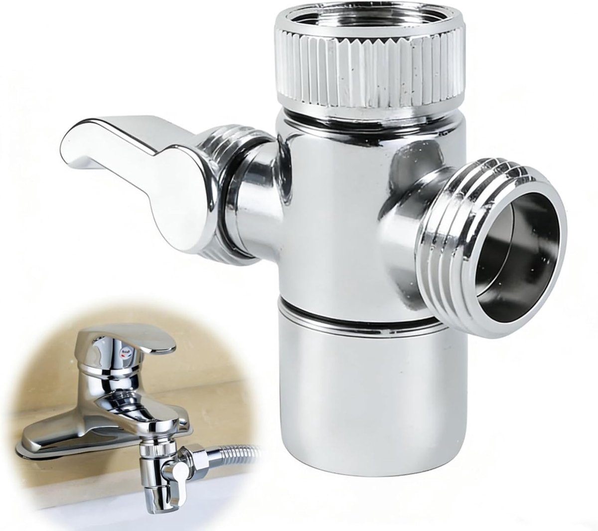 Kraan Diverter 3-Weg - M22 naar M24 Adapter - Messing - Voor Douche en Wastafel - ShopVlot