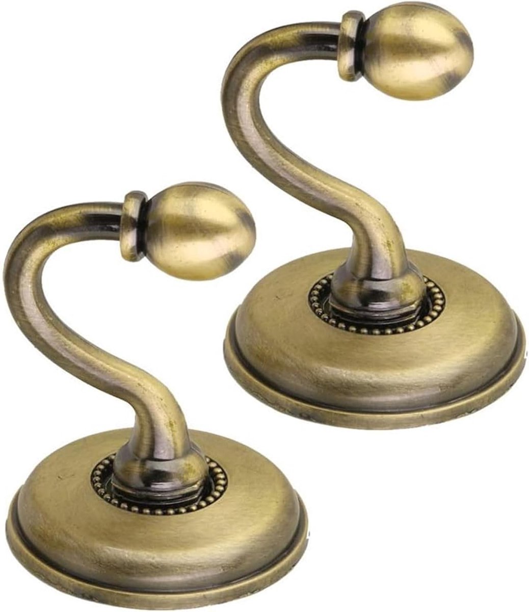 SnelShoppen - 2Pcs Vintage Legering Pommel Gordijn Holdbacks Tieback Haken Deur Wand Hoed Jas Hangers (Bronze)