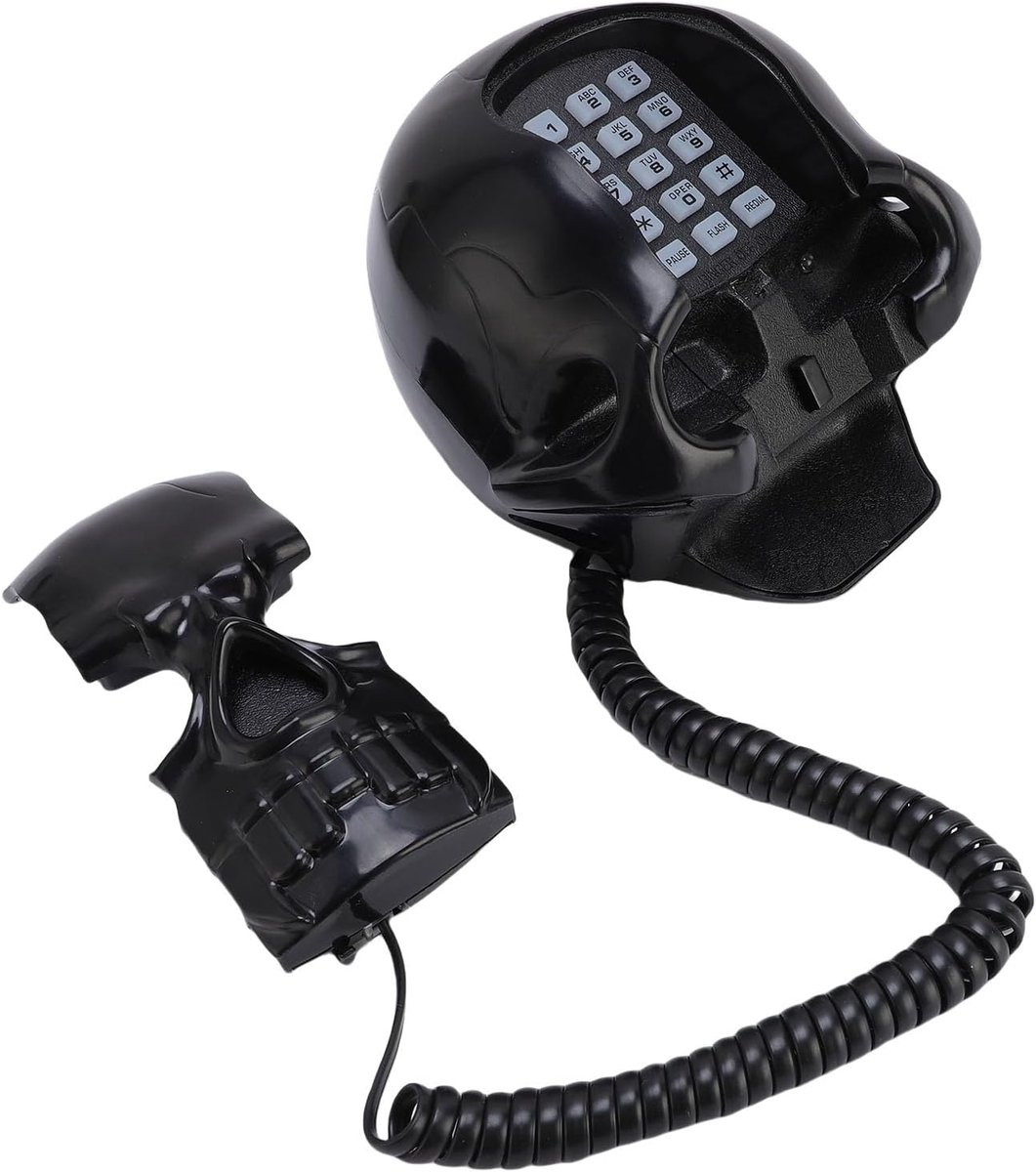 SnelShoppen - Garsent Vaste Telefoon Skull Retro Huis Telefoon, Multifunctionele Desktop Telefoon met Helder Geluid voor Thuis, Kantoor, Hotel Decor -