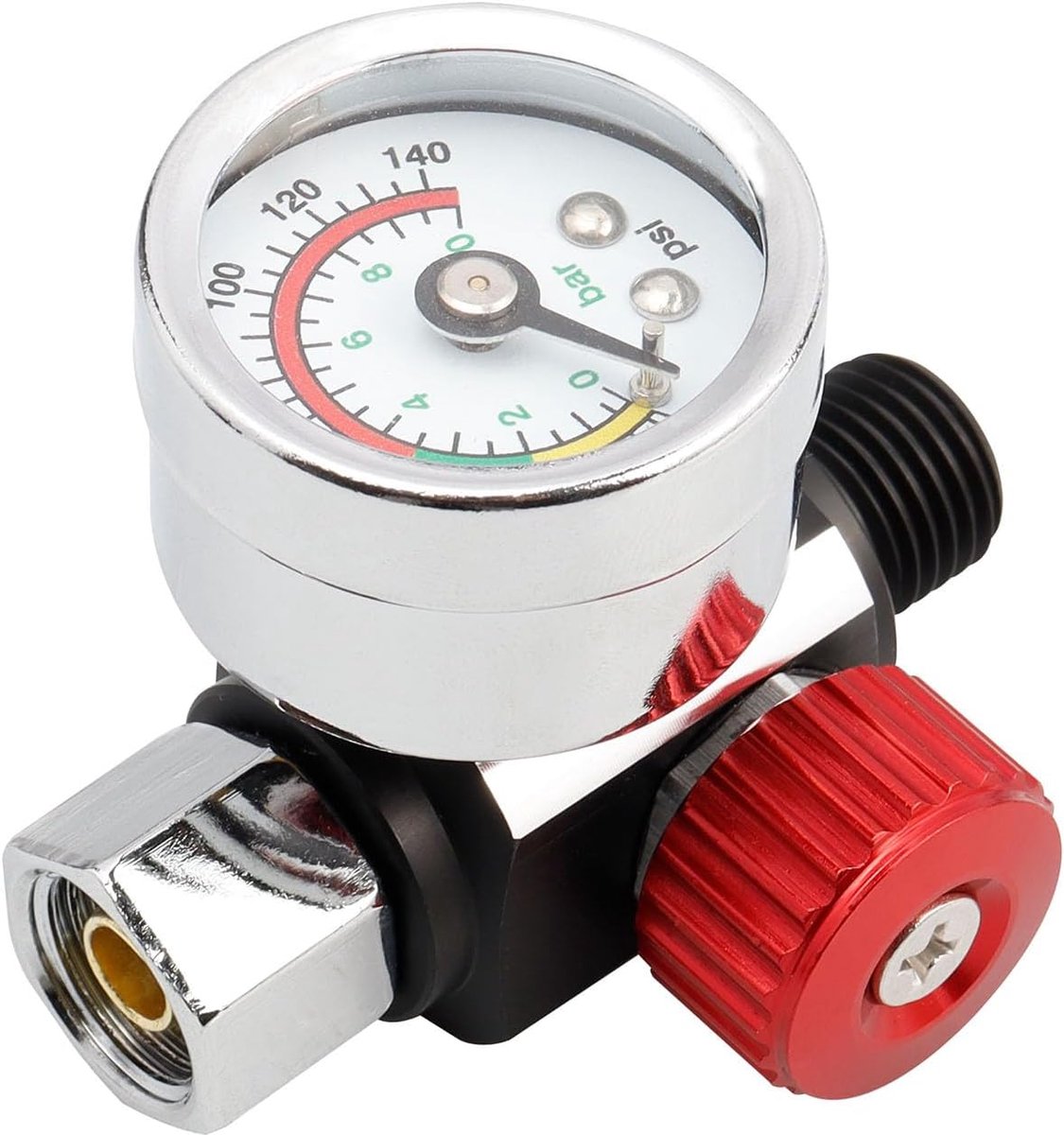 SnelShoppen - 1/4 Inch Luchtspuitpistool Drukregulator met Drukmeter voor Spuitpistolen en Pneumatische Gereedschappen - Precisie Luchtstroomcontrole