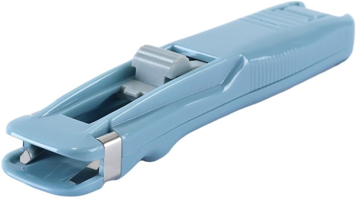 SnelShoppen - Pack van 2 Herbruikbare Nietjesdispensers met Snelle Ontgrendeling, Inclusief 8 RVS Klemmen, Blauw, Ideaal voor Kantoor en Thuisgebruik