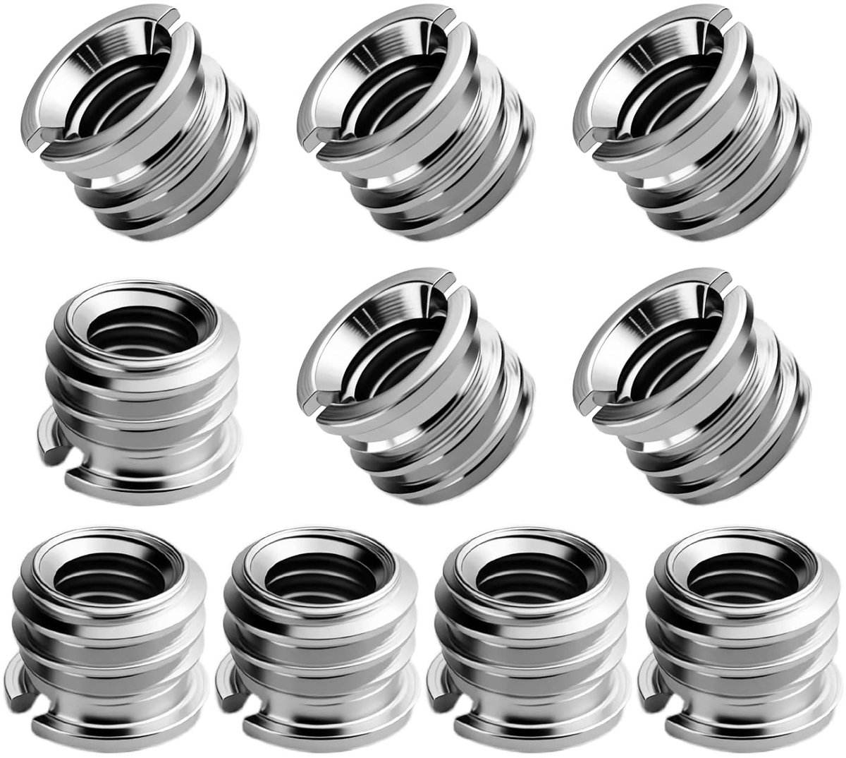 SnelShoppen - 12 Stuks Metaal 1/4" naar 3/8" Conversie Adapter Voor Statief Videocamera Monopod - Hoogwaardige RVS, Waterdicht, Roestvrij, Duurzaam