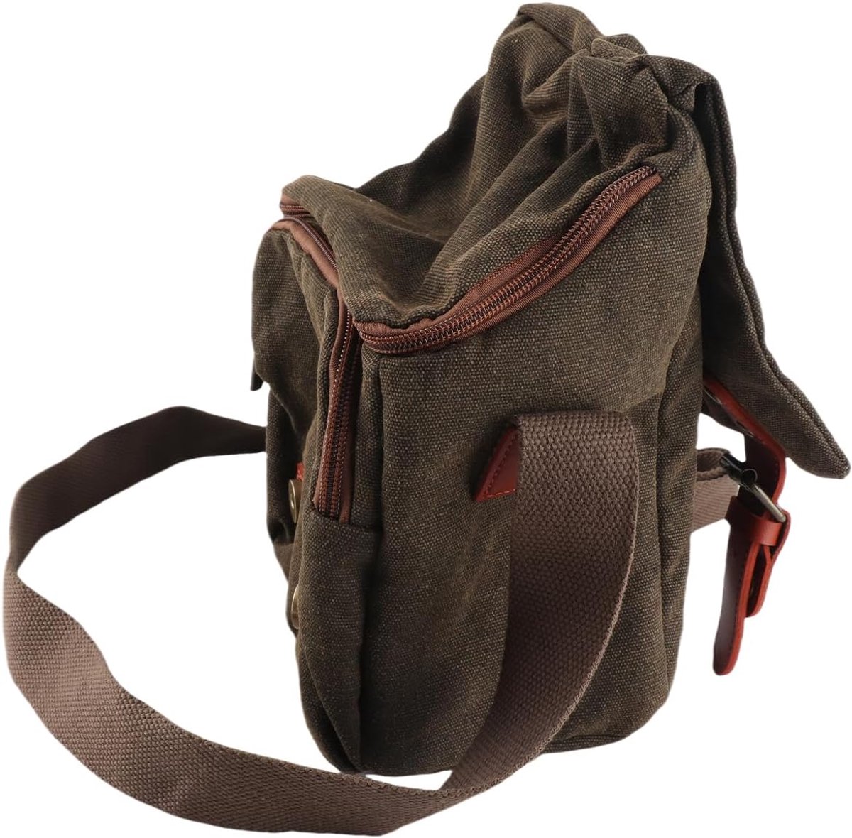 SnelShoppen - Canvas Vintage Camera Schoudertas - Enkele Schoudertas - Geschikt voor DSLR en Spiegelloze Camera - Waterdicht en Beschermend - Koffiekl