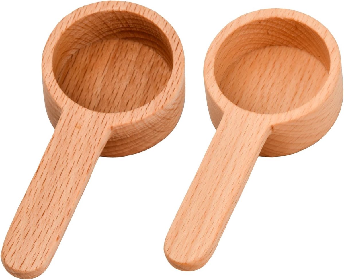 Houten Koffielepels Set van 2 - Perfect voor Koffie, Thee, Suiker en Specerijen - 20ml/8g Maatlepel