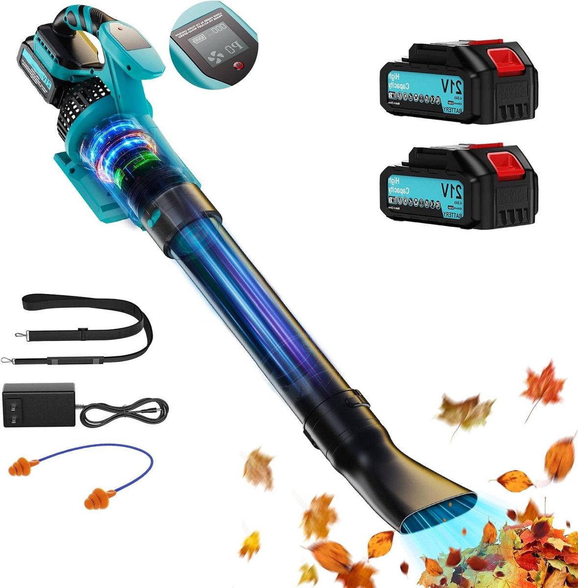 Accu Bladblazer - Elektrische Bladblazer - Tuinonderhoud Reinigen - Krachtige Turbo Technologie - 255 Km/u - Blauw