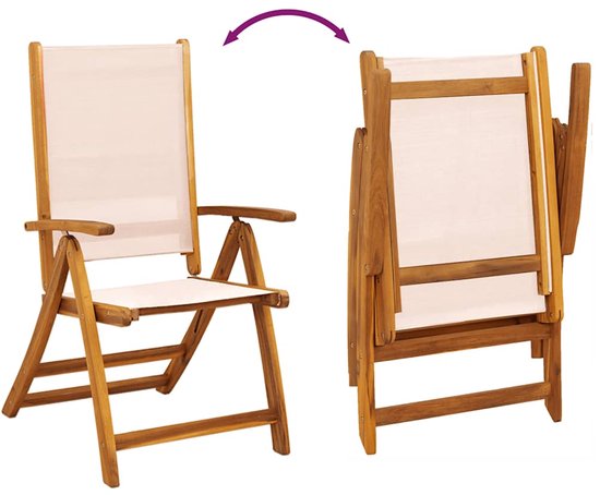 vidaXL - Opklapbare - stoelen, - 2 - stuks, - van - massief - acaciahout - en - textilene. van Vidaxl — afbeelding 4