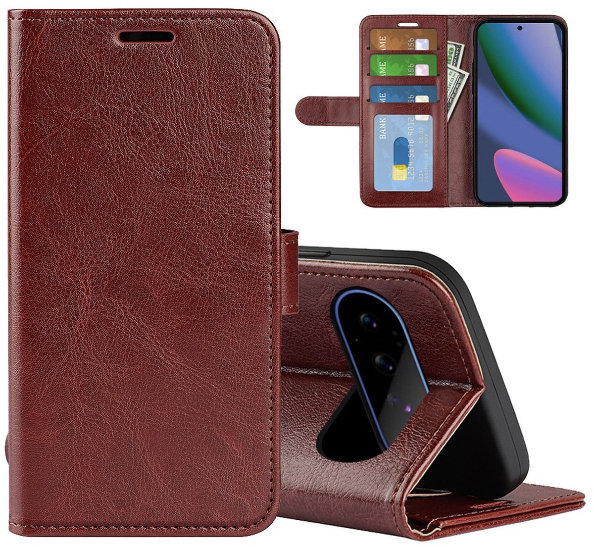 MobyDefend Hoesje - Geschikt voor Google Pixel 11 Pro XL - Wallet Book Case (Sluiting Achterkant) - Bruin