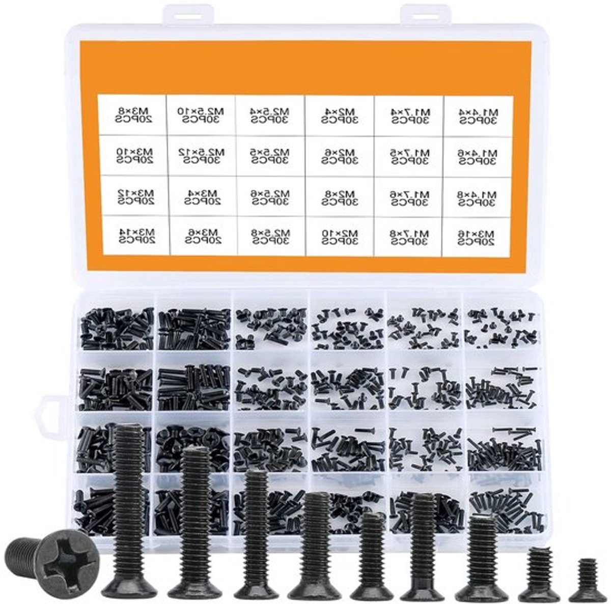650 Stuks Schroeven Set voor Elektronica - Carbon Staal, Zwarte Coating, Platkop Schroeven voor Laptops, Brillen en Horloges