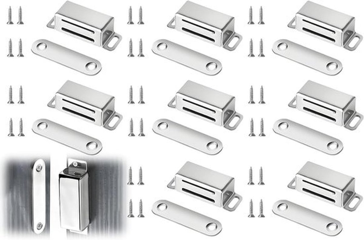 Set van 8 Magnetische Sluitingen voor Deuren en Kasten, Inclusief 32 Schroeven voor Eenvoudige Montage