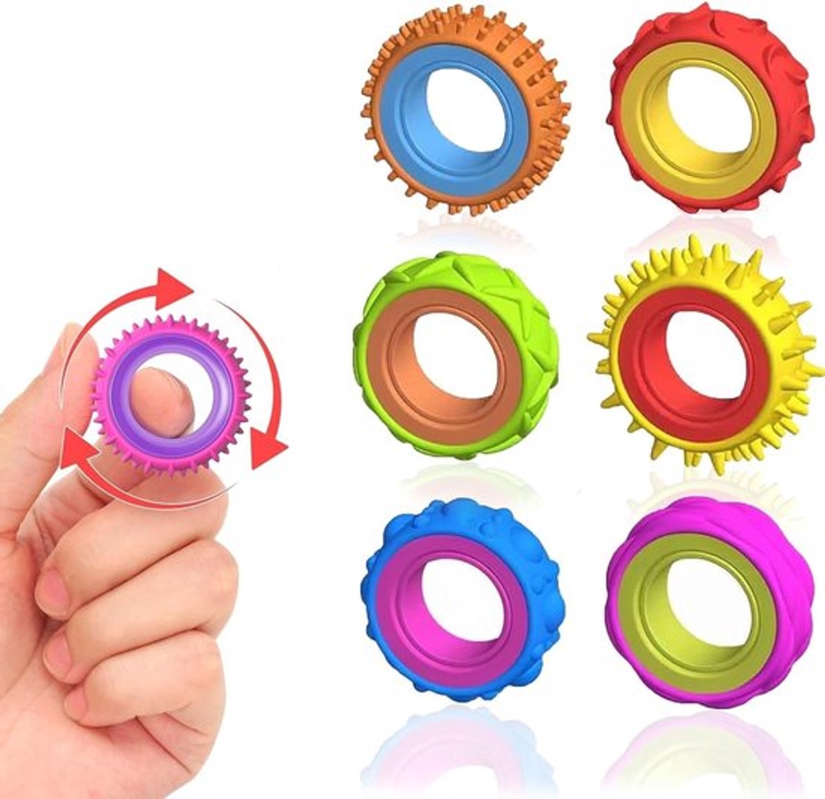 Multicolor Sensorische Anti-Stress Ringen - Tactiele Speelgoed voor Kinderen en Volwassenen met Autisme en ADHD, Versterkt Focus en Ontspanning