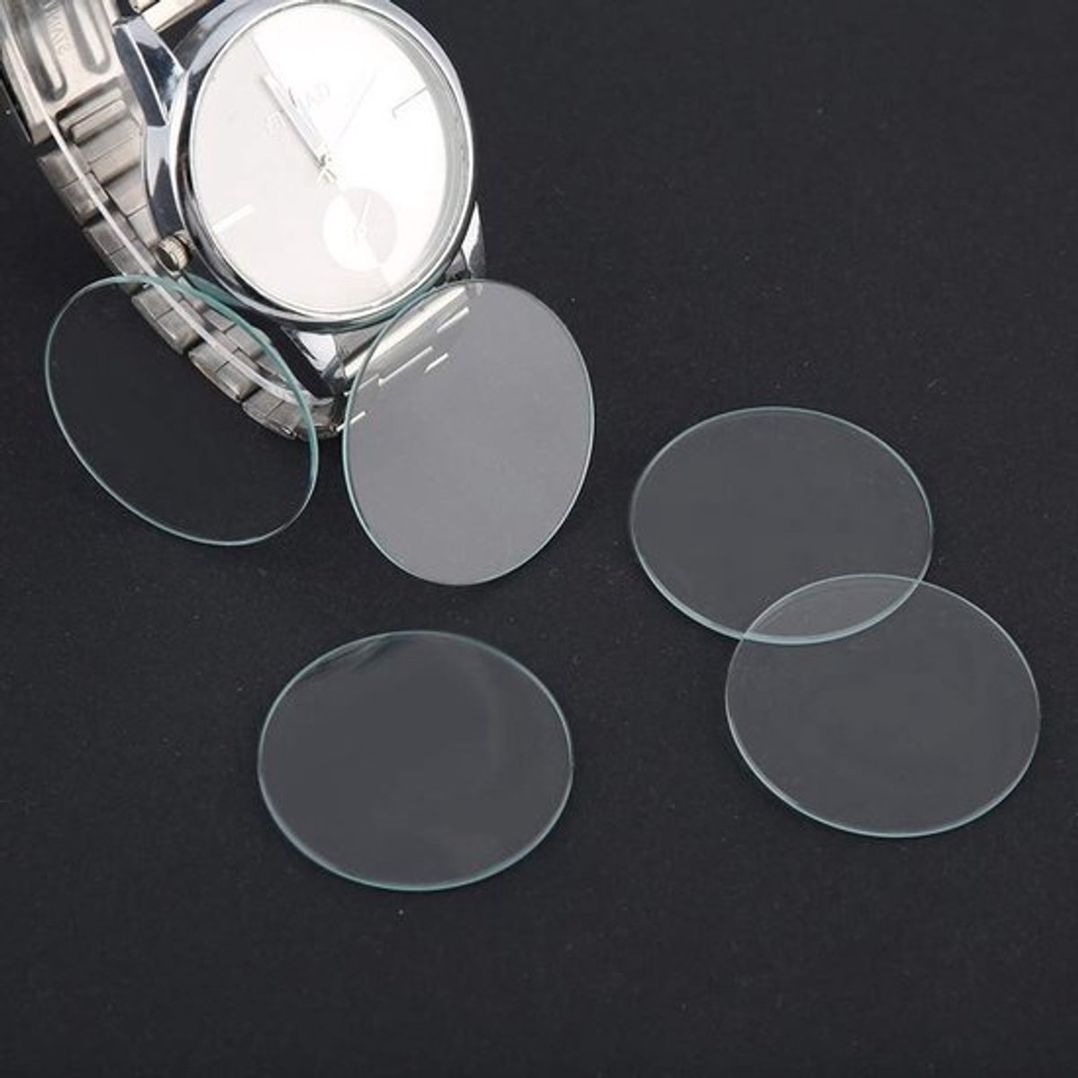 Ronde horlogehouder met glazen lens, 5 stuks, 37/38/39mm, vervangingsonderdelen en gereedschap voor horlogemakers