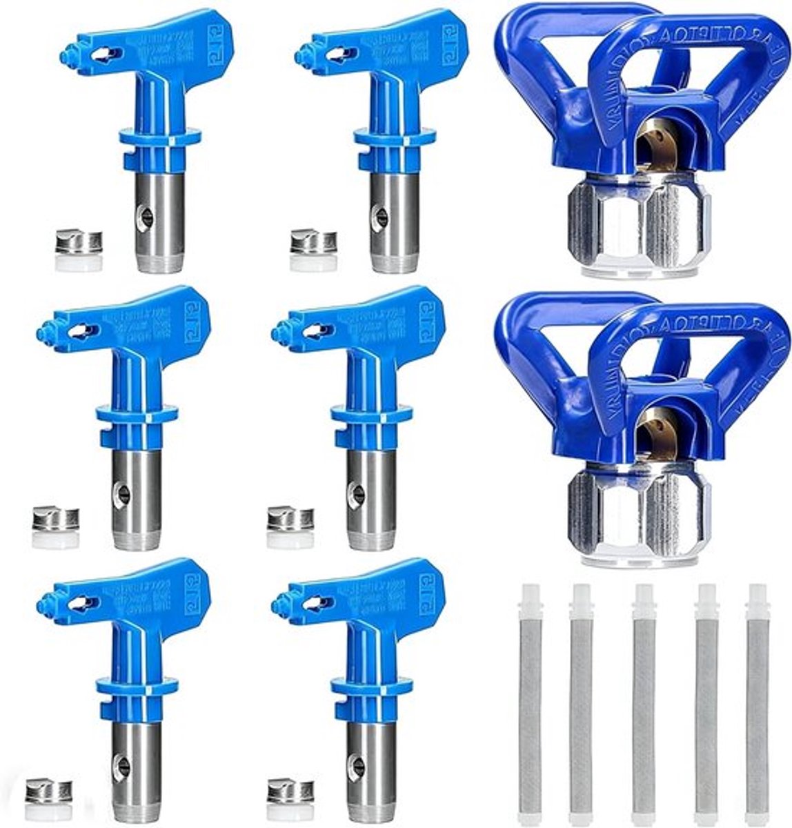 Set van 6 omkeerbare airless verfspuitmondtips voor spuitmachines - Geschikt voor modellen 215, 315, 417, 523 - Ideaal voor huizen, gebouwen en hekken