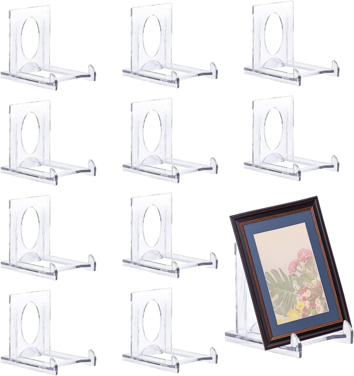 Acryl Displaystandaard - Transparant - 5 x 6,5 x 5,5 cm - Verstelbare Kunststof Standaard - Voor Foto's en Kaarten
