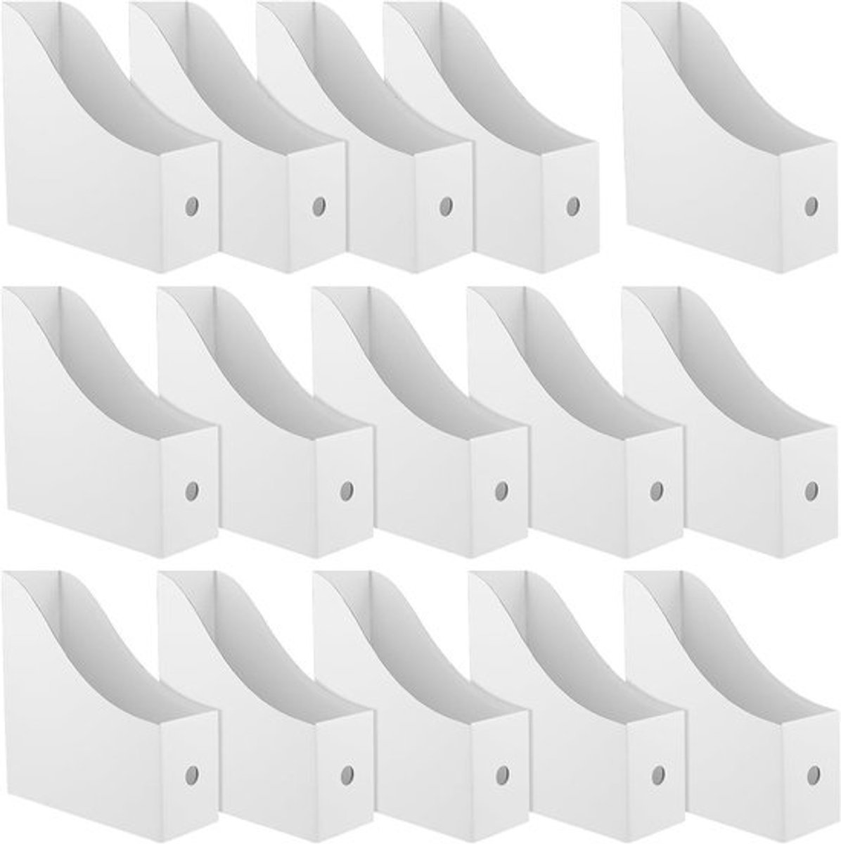 15-delige Tijdschrift Houder, Kartonnen Bestanden Rack Opslagdozen voor Kantoor en Thuis, Wit, 26 x 9 x 27 cm, Organisatie, Bureau Accessoires, Documentenopslag