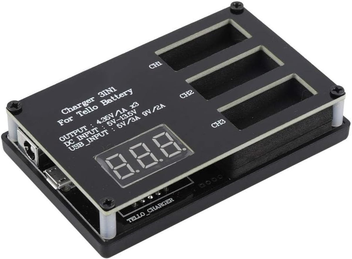 SnelShoppen - 3-in-1 Drone Oplader, Draagbare Multi-Batterij Intelligente Oplaadhub voor Tello Drone, Veilig, Snelle Oplaadtijd, Hoogwaardige Material