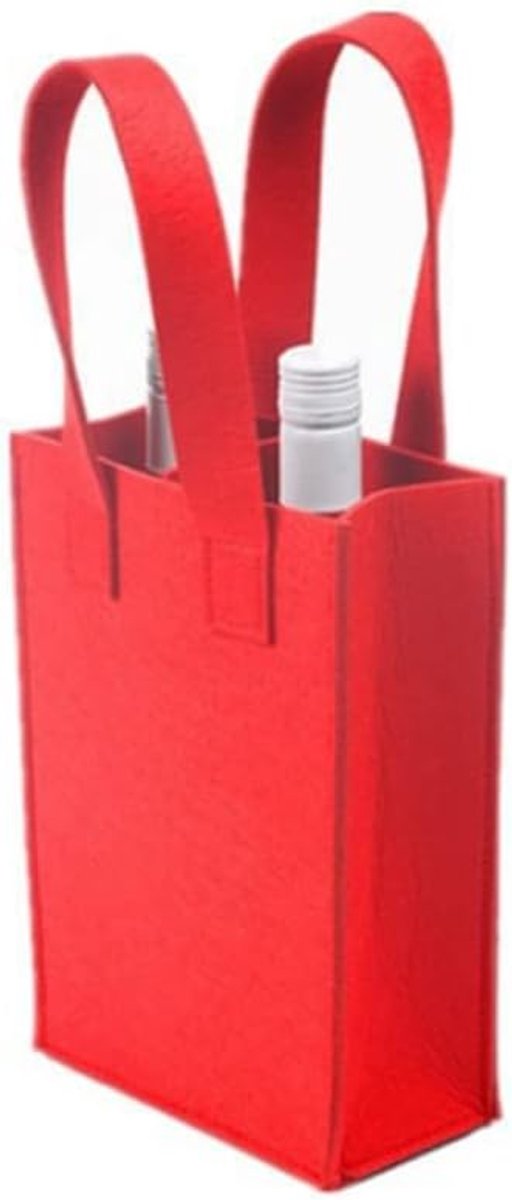 SnelShoppen - Herbruikbare Vilt Flessentas voor Wijn en Bier - Elegante Rode Draagtas voor Feesten, Picknicks, BBQ, Strand en Cadeaus