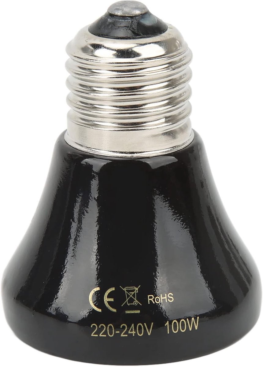 SnelShoppen - Mini Infrarood Keramische Warmtelamp 100W Zwart voor Kippenhok, Hagedissen en Schildpadden - Compacte Verwarmingslamp 220V-240V