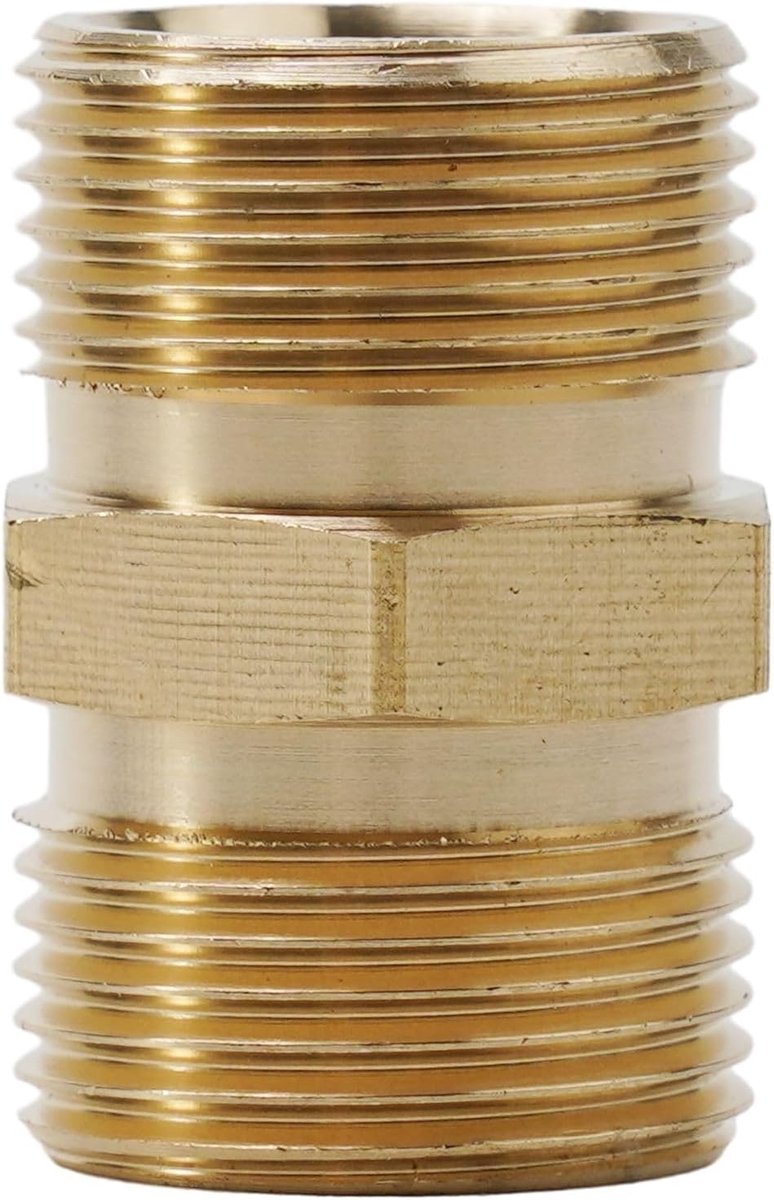 SnelShoppen - 2PCS Hoge Druk Hogedrukreiniger Slang Adapter, M22 Metric Mannetje naar Mannetje Verbindingsadapter, Messing, Duurzaam, Tuin, Schoonmaak