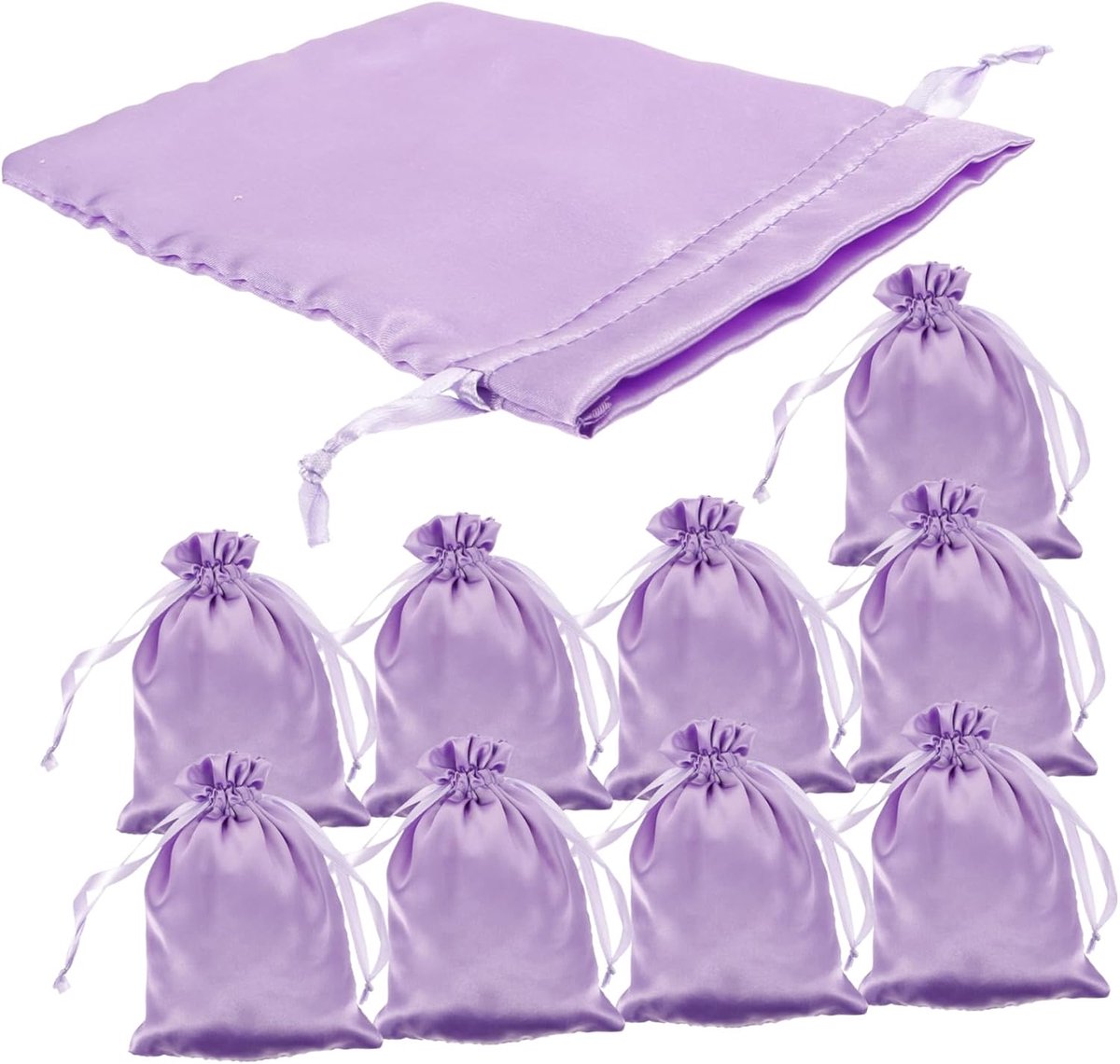 SnelShoppen - 10 Stuks Satin Haarstukopslag Tassen voor Wimpers, Reis, Mode, Haaraccessoires, Ruimtebesparend, Zachte Materiaal, Voor Meerdere Wimpers
