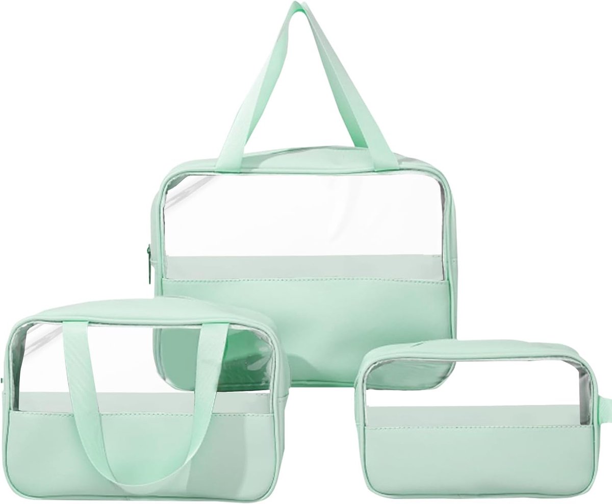 SnelShoppen - 3 Toilettassen, Waszakken, Reis Hanger, Toilettas, Cosmetica Tas, Huidverzorging Tas, Waterdichte Transparante Toilettas, Vrouwen Waszak