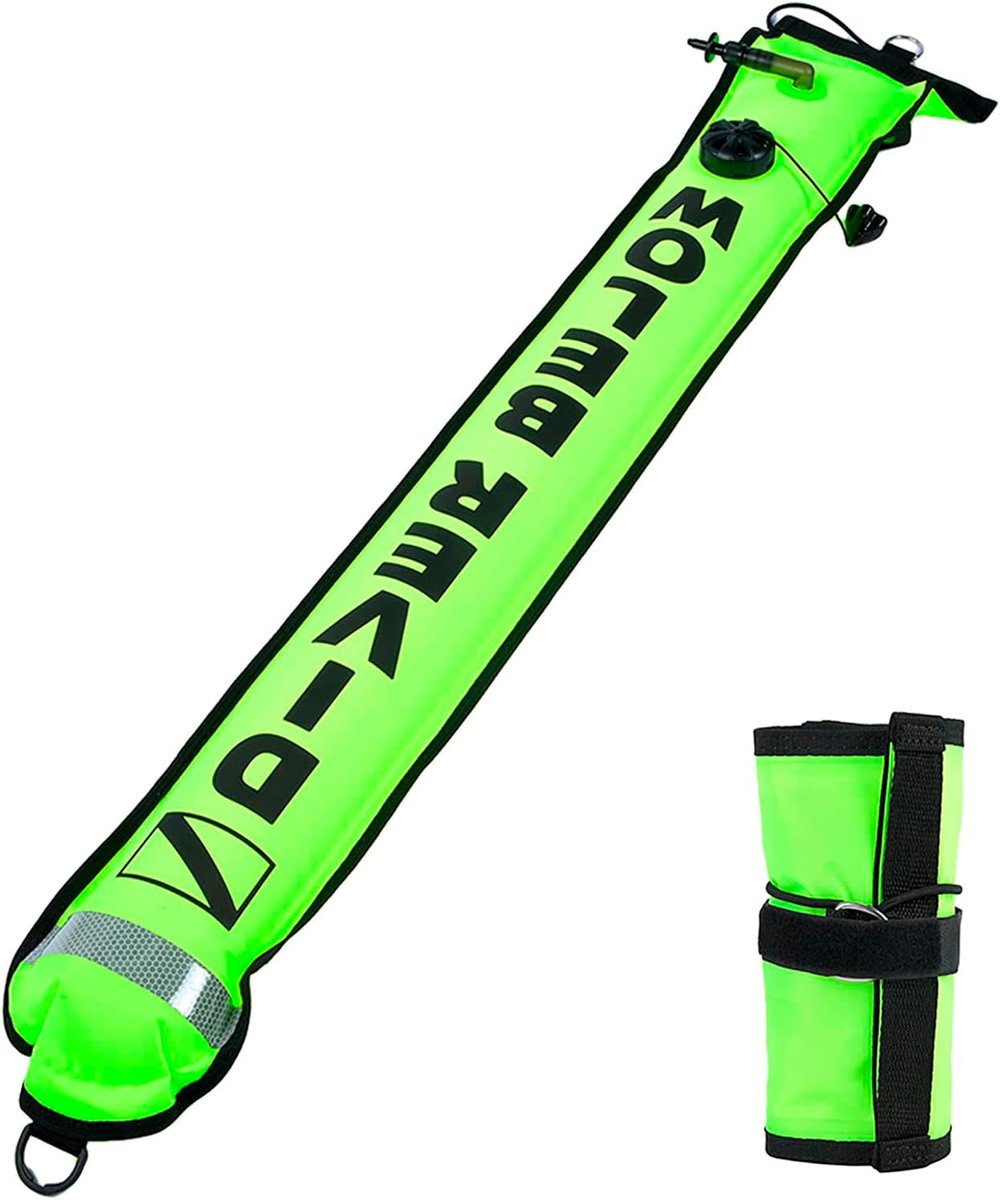 SnelShoppen - Duikmarker Boei Veiligheidsboei Duikvlag Duikboei Veiligheidszuil voor Duiken Metaalband Zwart Papier Hout Plastic Rotsen Stof