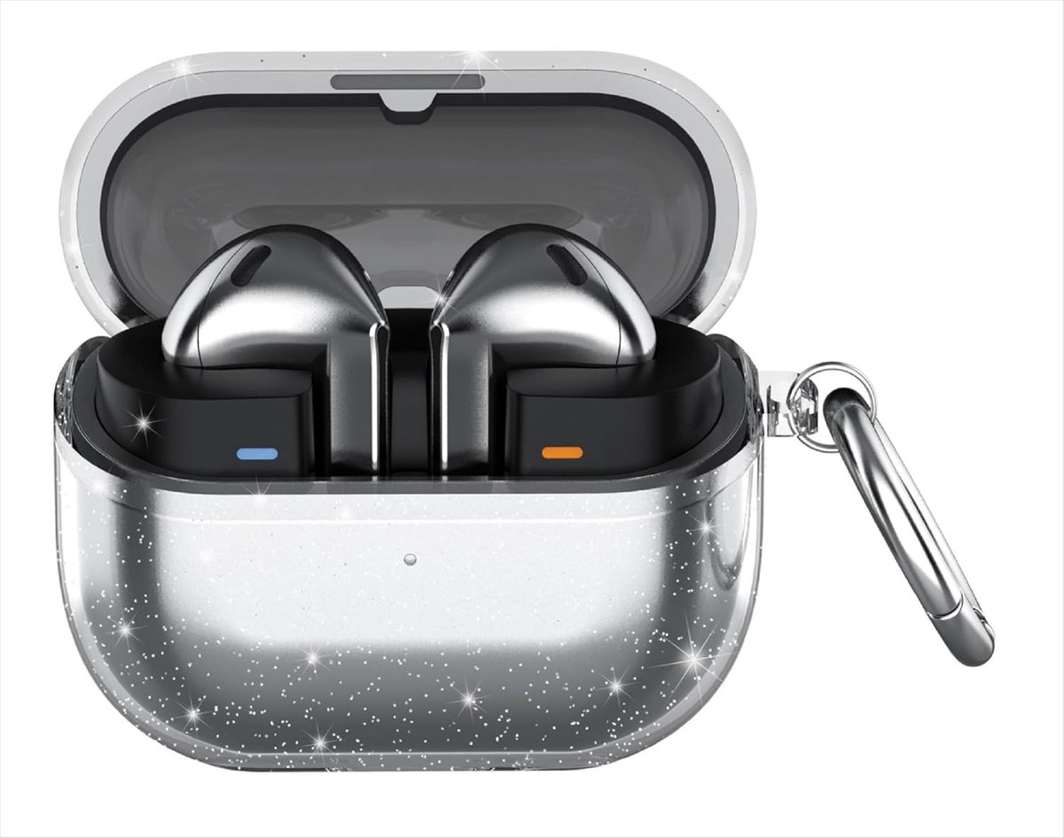SnelShoppen - Transparante Glitter Beschermhoes voor Samsung Galaxy Buds 3/3 Pro - Ultra Dun TPU Schokbestendig en Krasbestendig Silicone Case - Licht