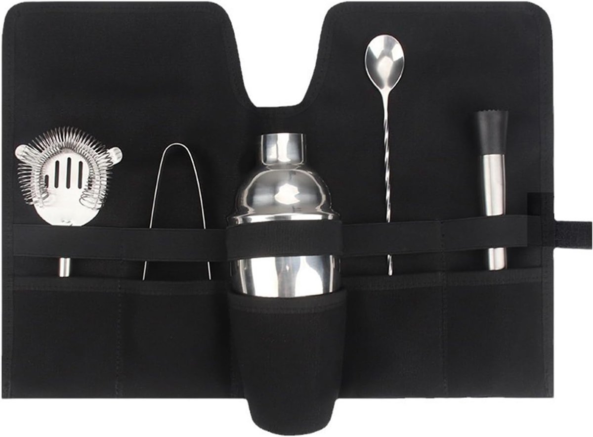 SnelShoppen - Canvas Cocktail Set Draagtas - Vouwbare Professionele Mixologie Bartender Tas voor Opslag, Reizen, Kamperen, Buitenshuis, Picknicks en F