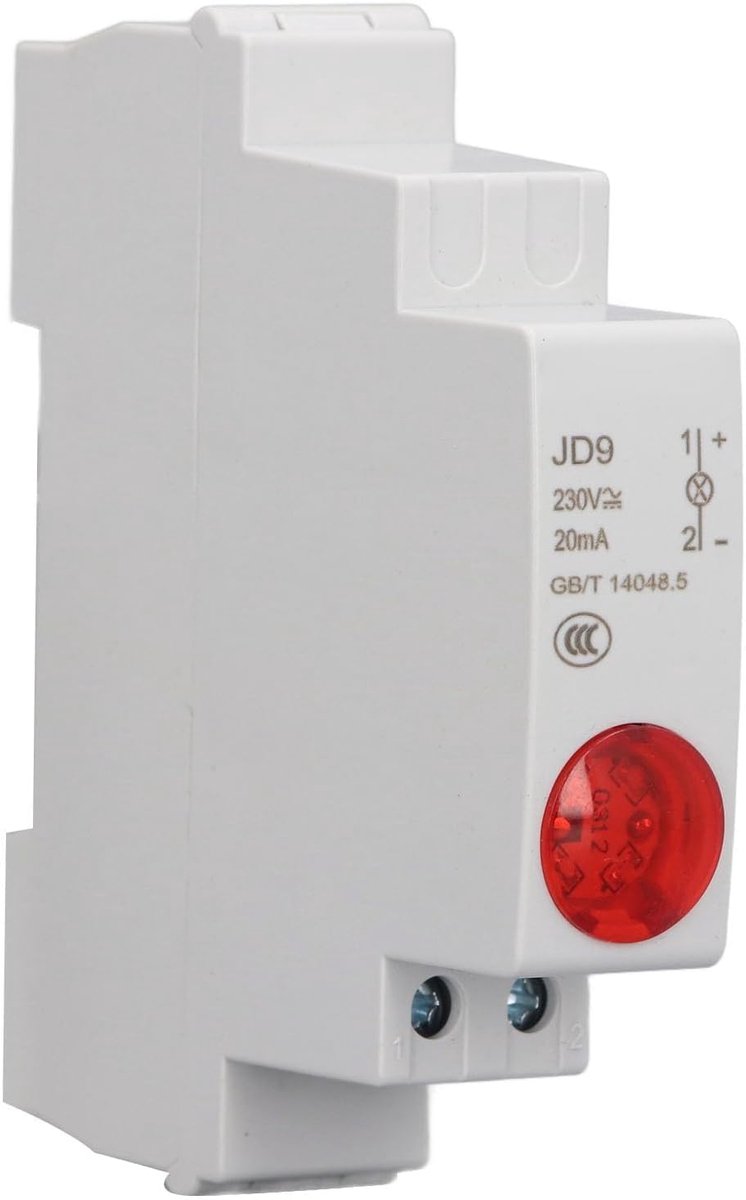 SnelShoppen - Industrial DIN rail LED indicator lamp voor verdeelkast, rood, PC materiaal, signalering, 230V, voor telecom en elektrische lijnen