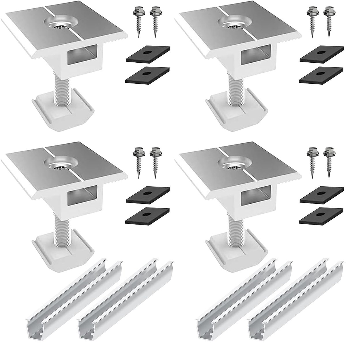 SnelShoppen - Solar Paneel Bevestiging, Aluminium Montagesysteem, Trapeziumplaat, PV Montagerail, Zonnepaneelhouder Plat Dak, Fotovoltaïsche Montagera