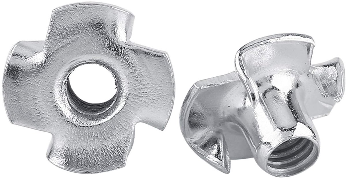 SnelShoppen - T-nut 4-tanden voor houtbewerking, gegalvaniseerd koolstofstaal, M4×50, schroefsets, roestbestendig, meubelaccessoires, eenvoudig te ins