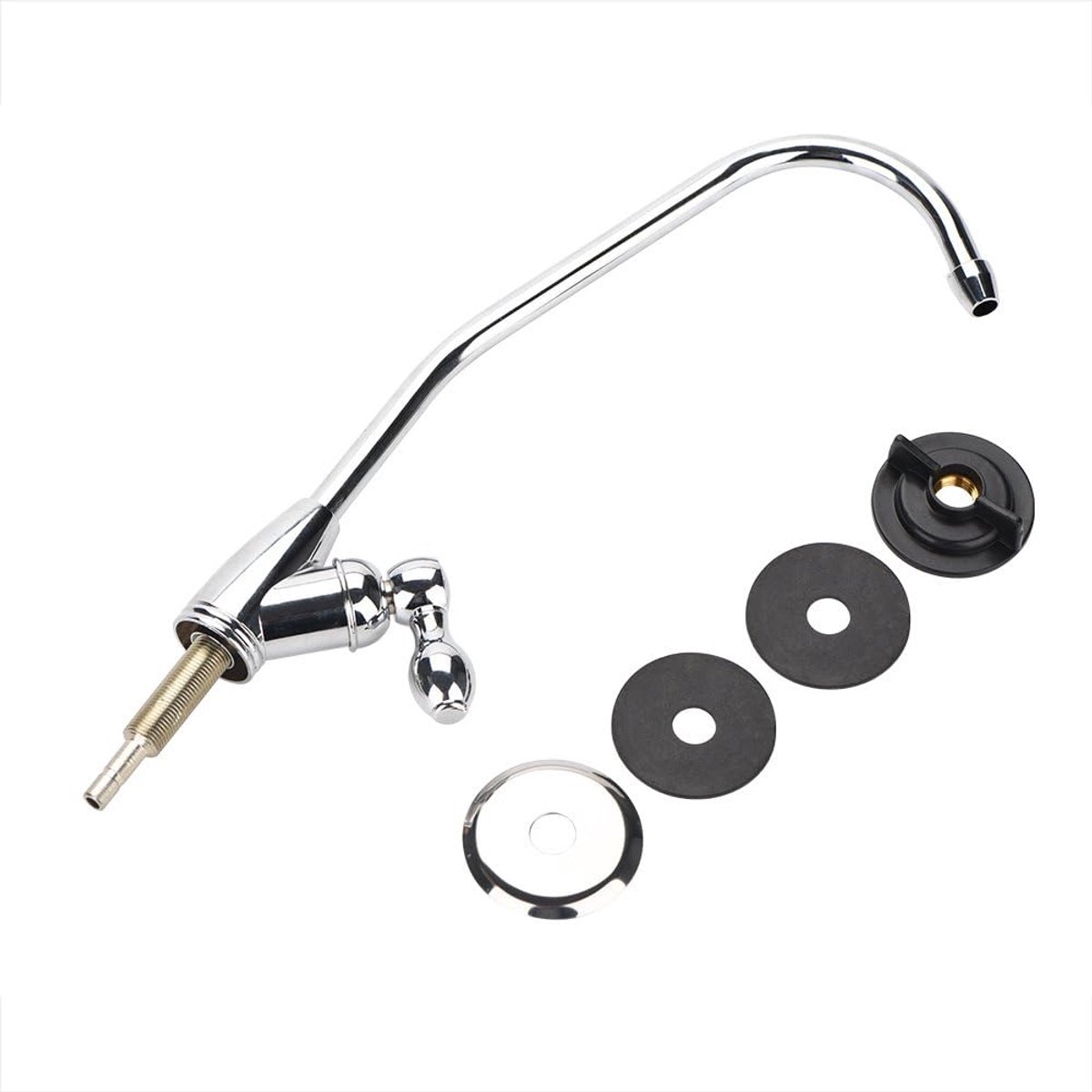 SnelShoppen - 1/4" Zink Legering Keukenkraan Chroom Geplateerd Omgekeerde Osmose Drinkwaterfilter, Leidingvrij, Enkelhandig Hoog Boog Uittrekbaar, Mod