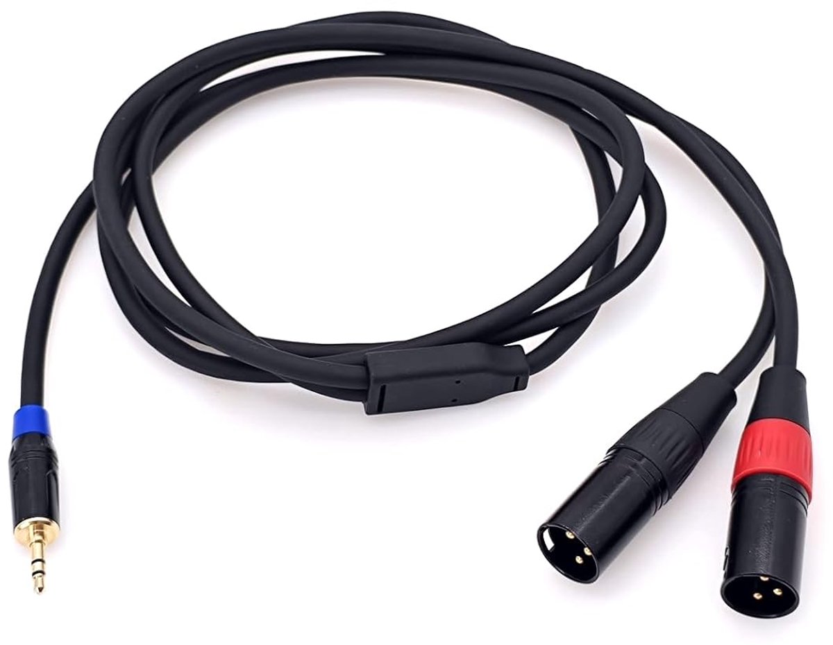 SnelShoppen - 1.8m 3.5mm Mini Jack naar Dubbele XLR Kabel, 3.5mm TRS naar 2 XLR Mannelijk Gebalanceerde Audiokabel, Stereo Y Splitter voor Microfoon,