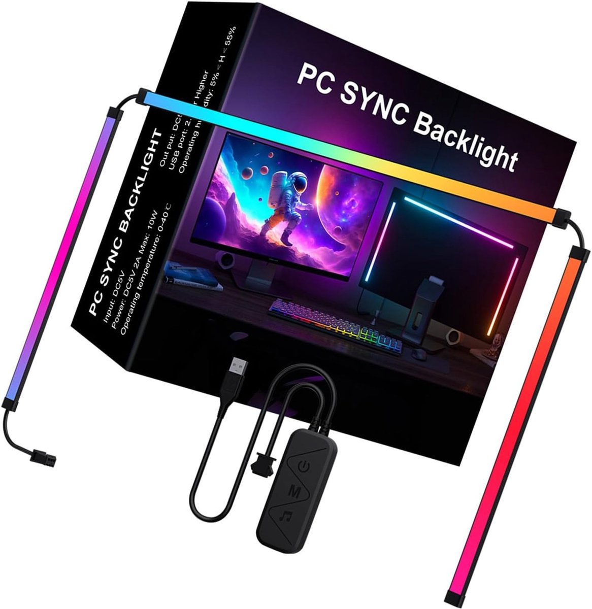 SnelShoppen - RGB Lichtstrip 27 inch Dynamische Muziek Synchronisatie Kleurrijke LED Strip voor Thuisbioscoop en Gameruimte van Siliconen voor PC