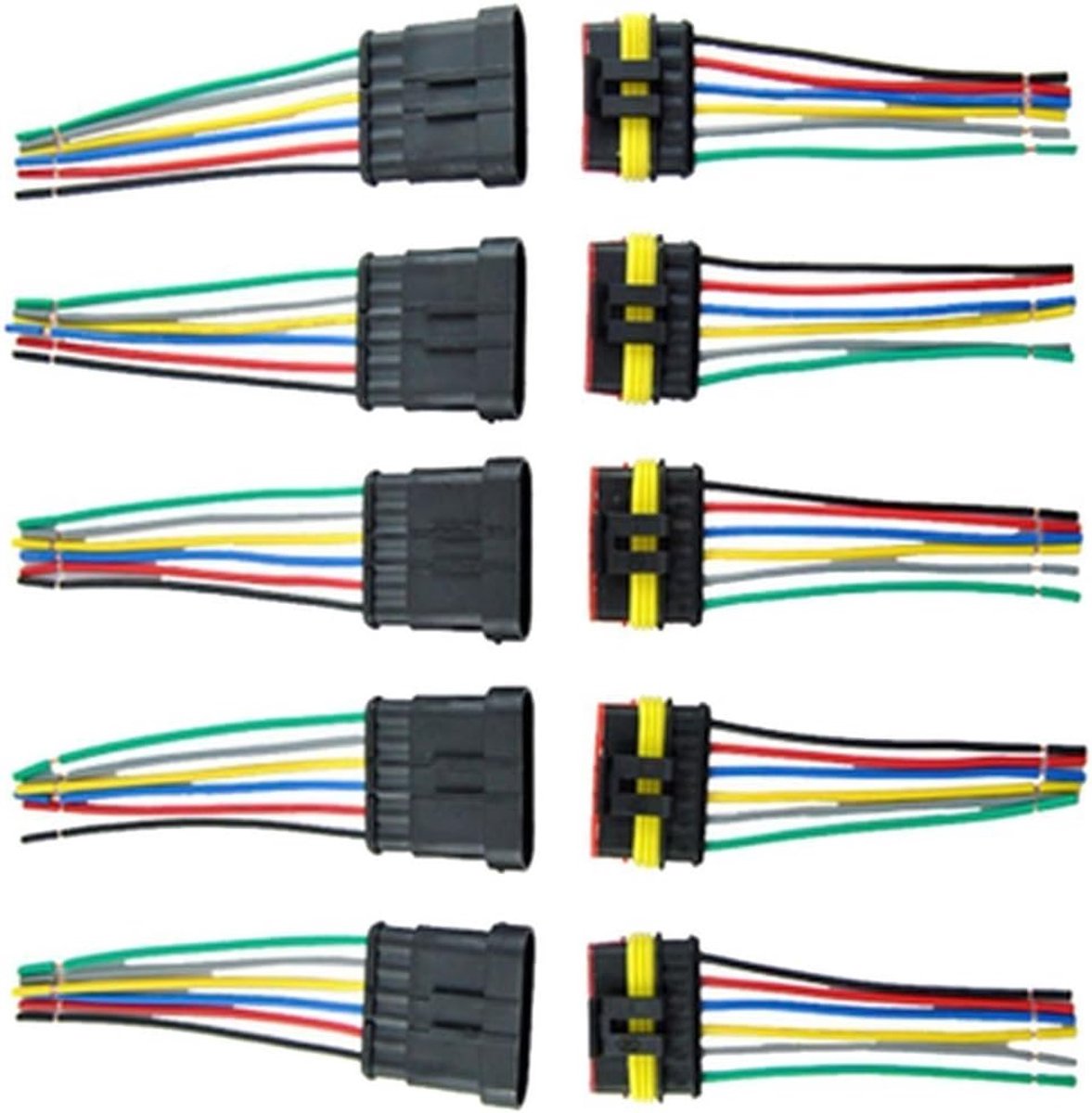 SnelShoppen - 5 x Waterproof 6 Pin Plug Set met AWG Draad voor Auto - Waterdichte Elektrische Connectoren voor Marine Gebruik