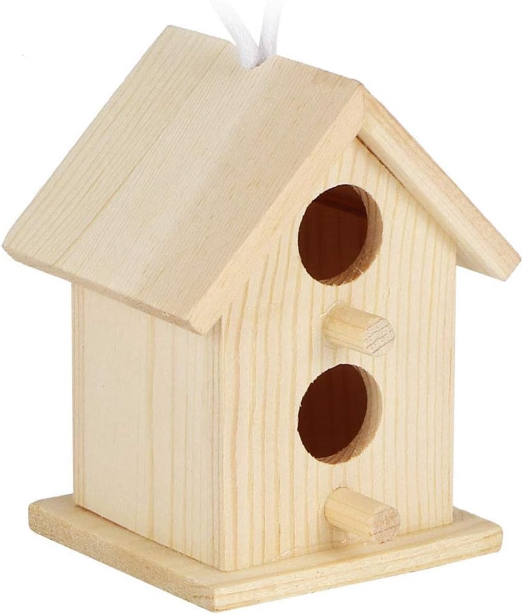 SnelShoppen - Houten Vogelhuisjes Set van 3 - Innovatieve Houten Nestkastjes voor Buiten - Hangende Tuin Decoratie - Ongeschilderde, Verfbare Vogelhui