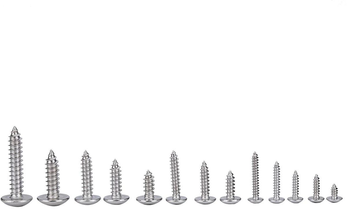 SnelShoppen - 180-delige Zelftappende Schroefset M3 M4 M5 M6 Rvs Platte Hoofd Schroeven Hoogwaardige Hardheid Assortiment Set voor Klussen en Onderhou
