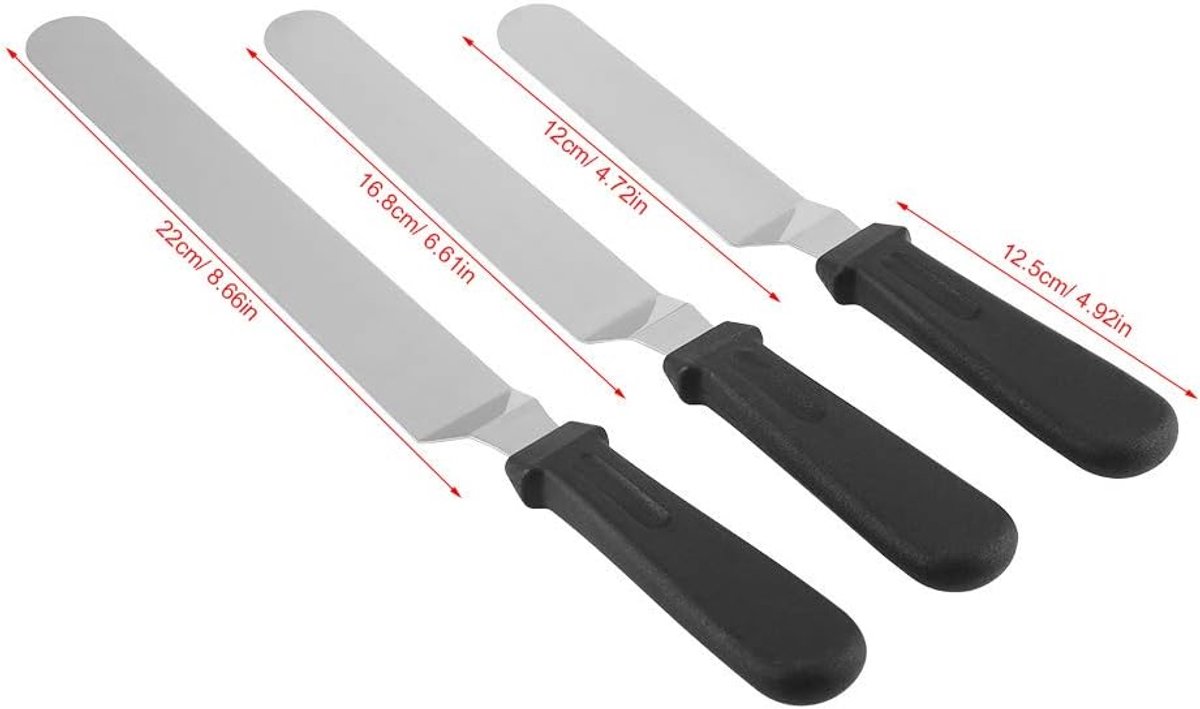 SnelShoppen - 3Pcs/Set RVS Taartmes en Spatula's - Professionele Cake Decoratie Gereedschappen voor Keuken, Bakkerij en Feestjes