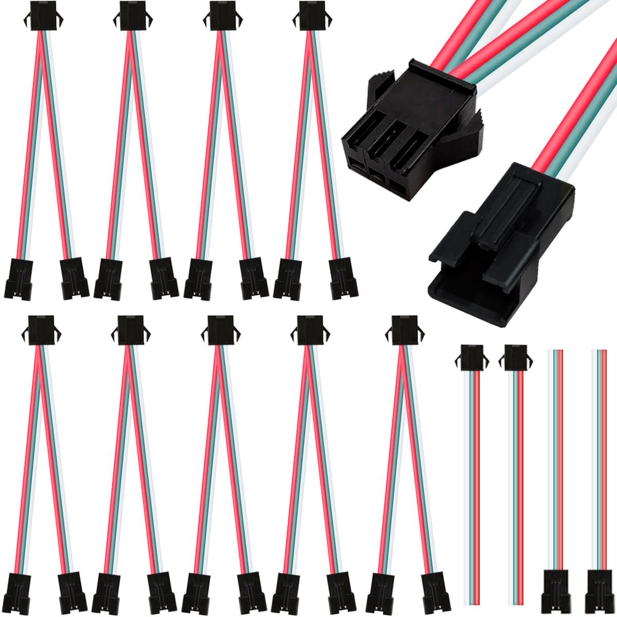 SnelShoppen - 10 Stuks 3 Pin JST SM2.54 Connector Plug Draad Splitters 1 Mannelijk naar 2 Vrouwelijk Parallel Adapter voor LED Strip Verlichting DIY E