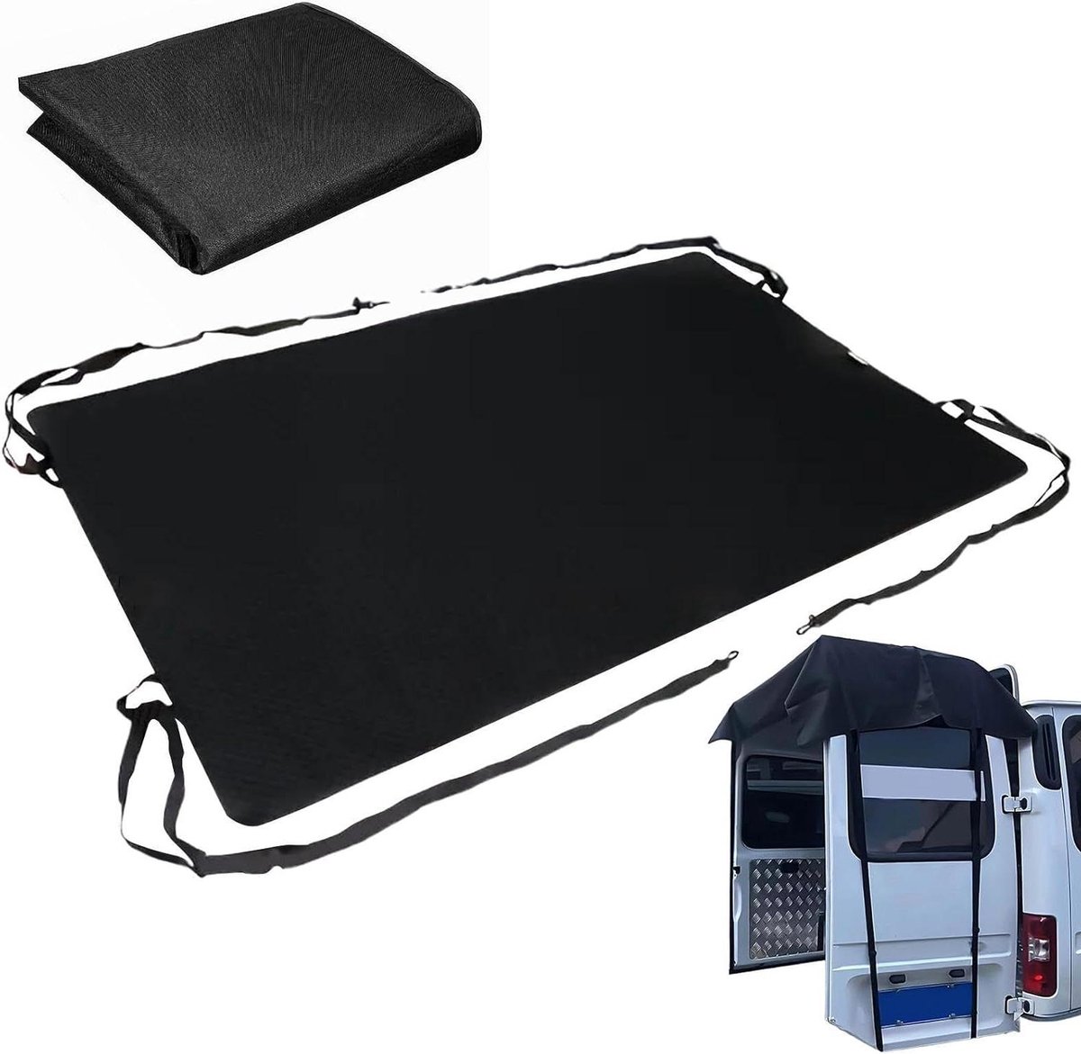 Achterdeur Luifel - Camper Luifel Bus Luifel - Kamperen en Reizen - Waterdicht Oxford Materiaal - 180x114 cm - Donkergrijs