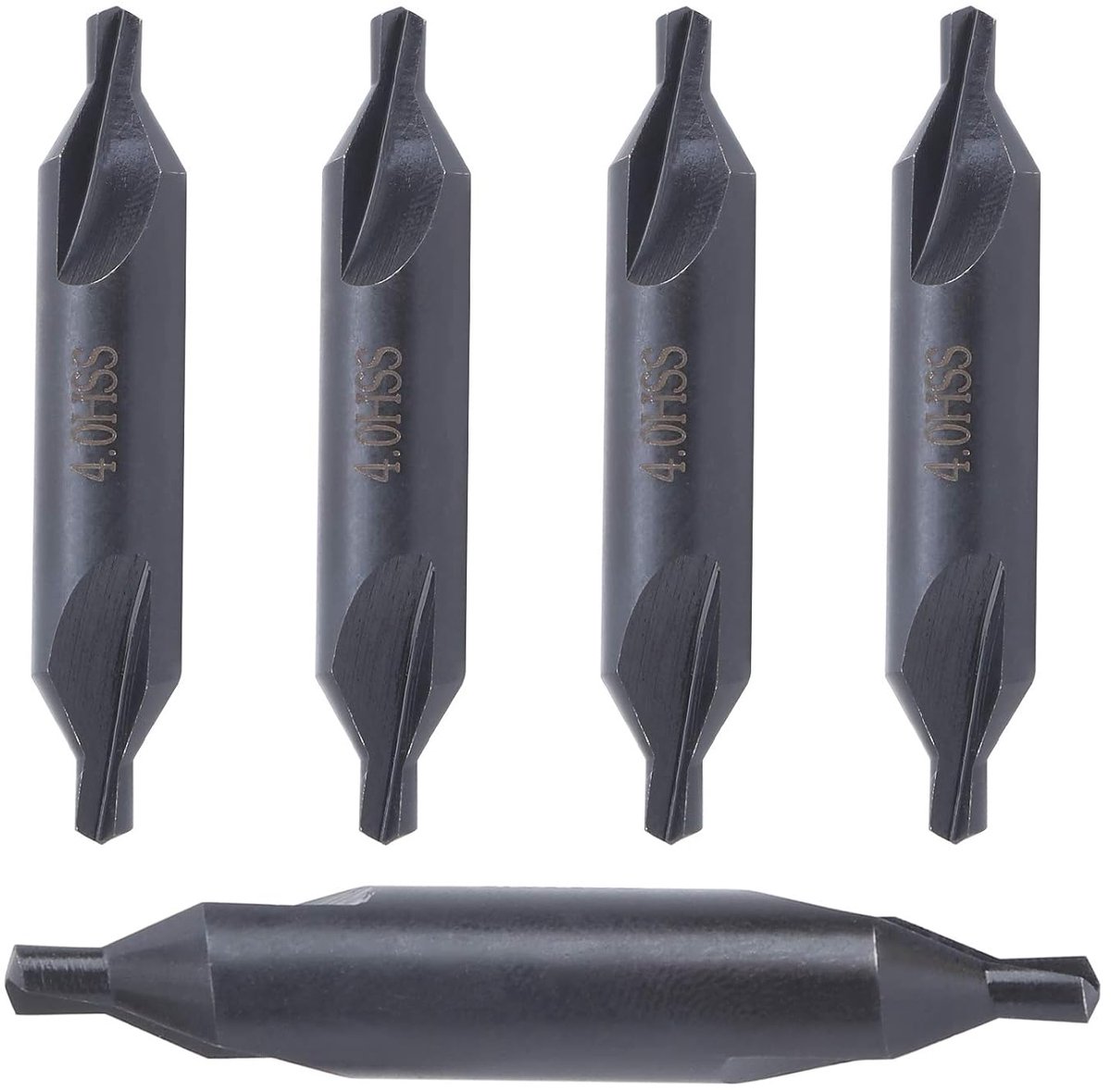 SnelShoppen - 5-delige Centerboorset 4mm HSS A-Type voor RVS, Spiral Positionering, Versterkte Duurzaamheid, Snelle Chipsafvoer, Geschikt voor Tafeldr