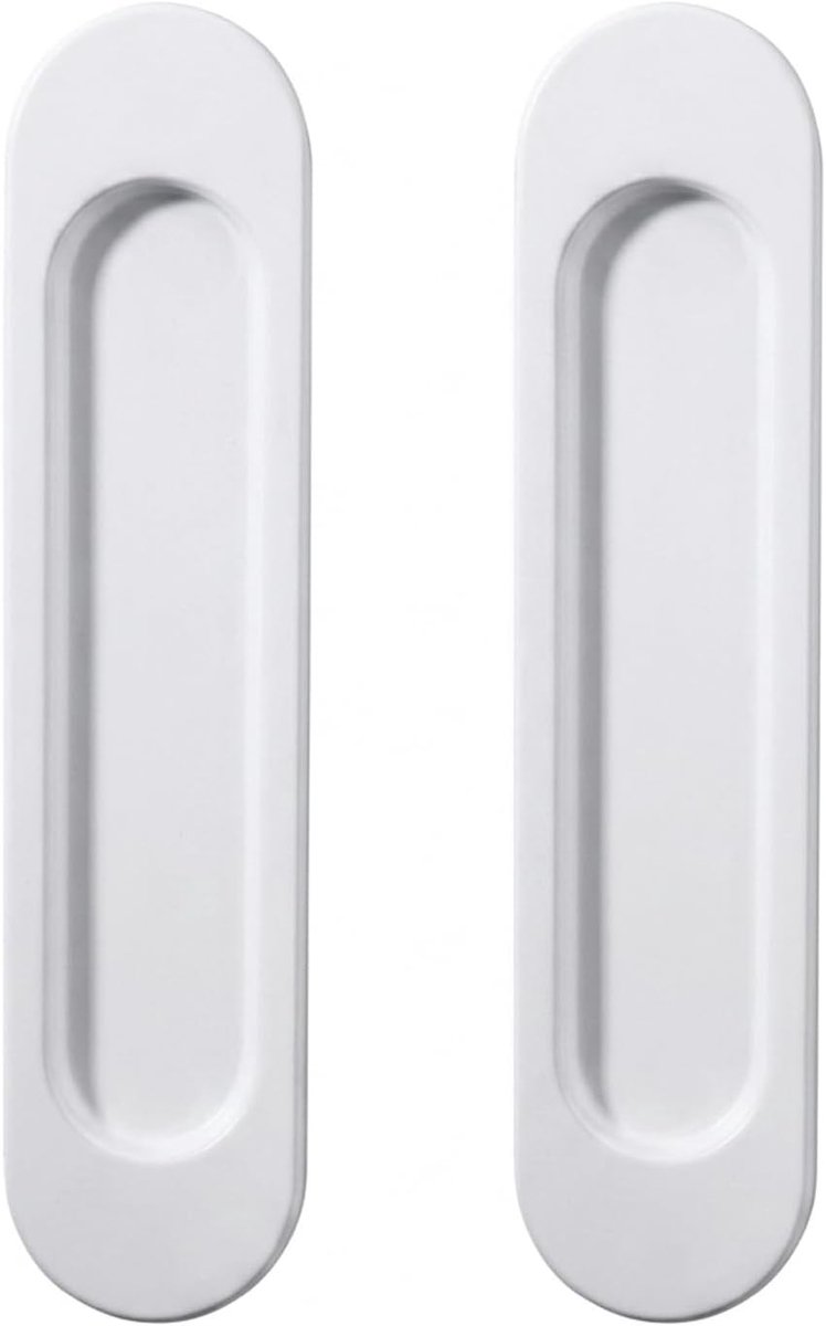 Zelfklevende ovale schuifdeurgrepen van aluminiumlegering, verborgen handgreep voor schuifdeuren, kasten en laden, 148 mm, wit, ideaal voor moderne interieurs