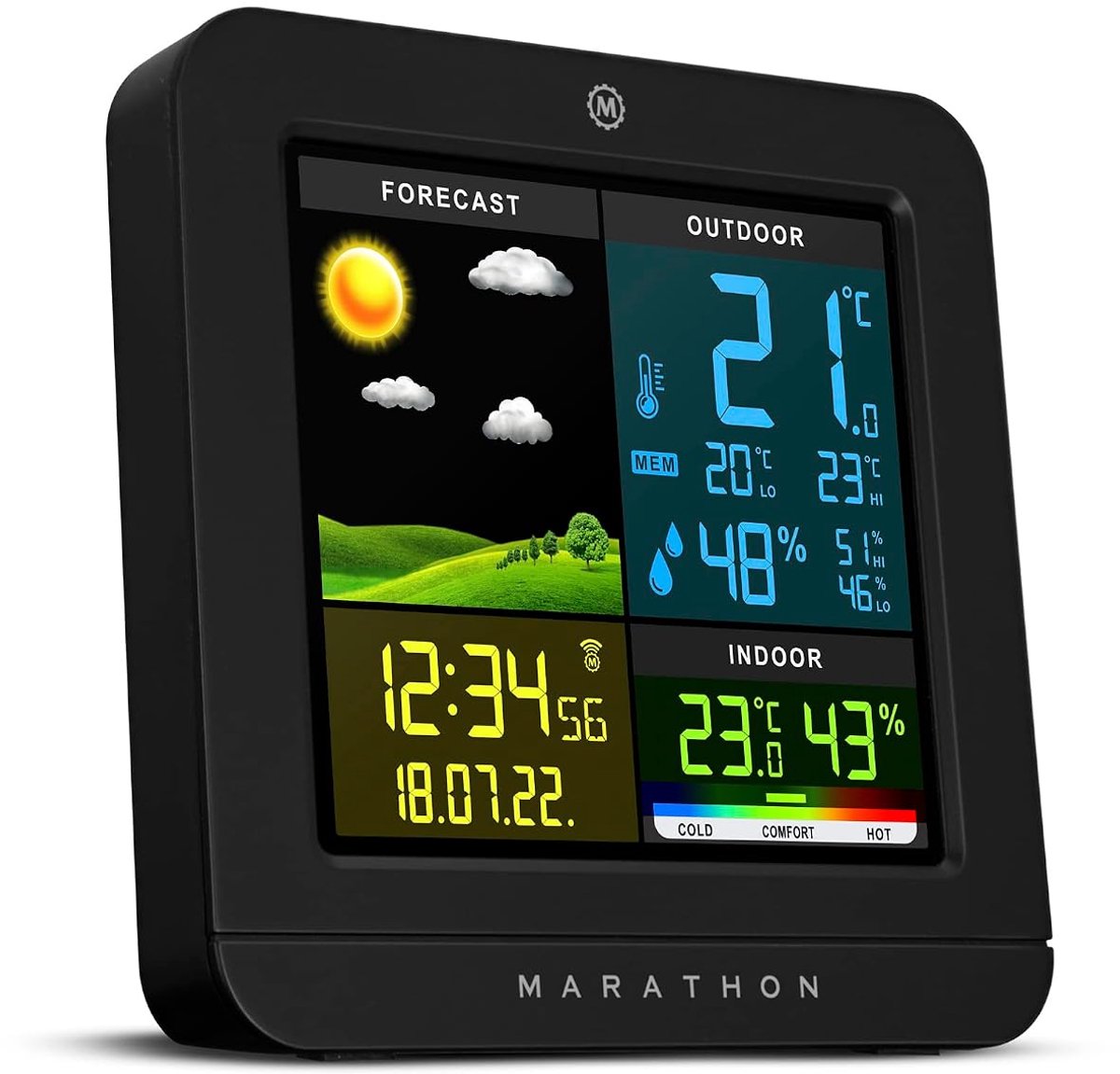 Weerstation draadloos met buiten sensor - weerverwachting en luchtvochtigheid - zelfinstelling via radiofrequentie - SnelShoppen