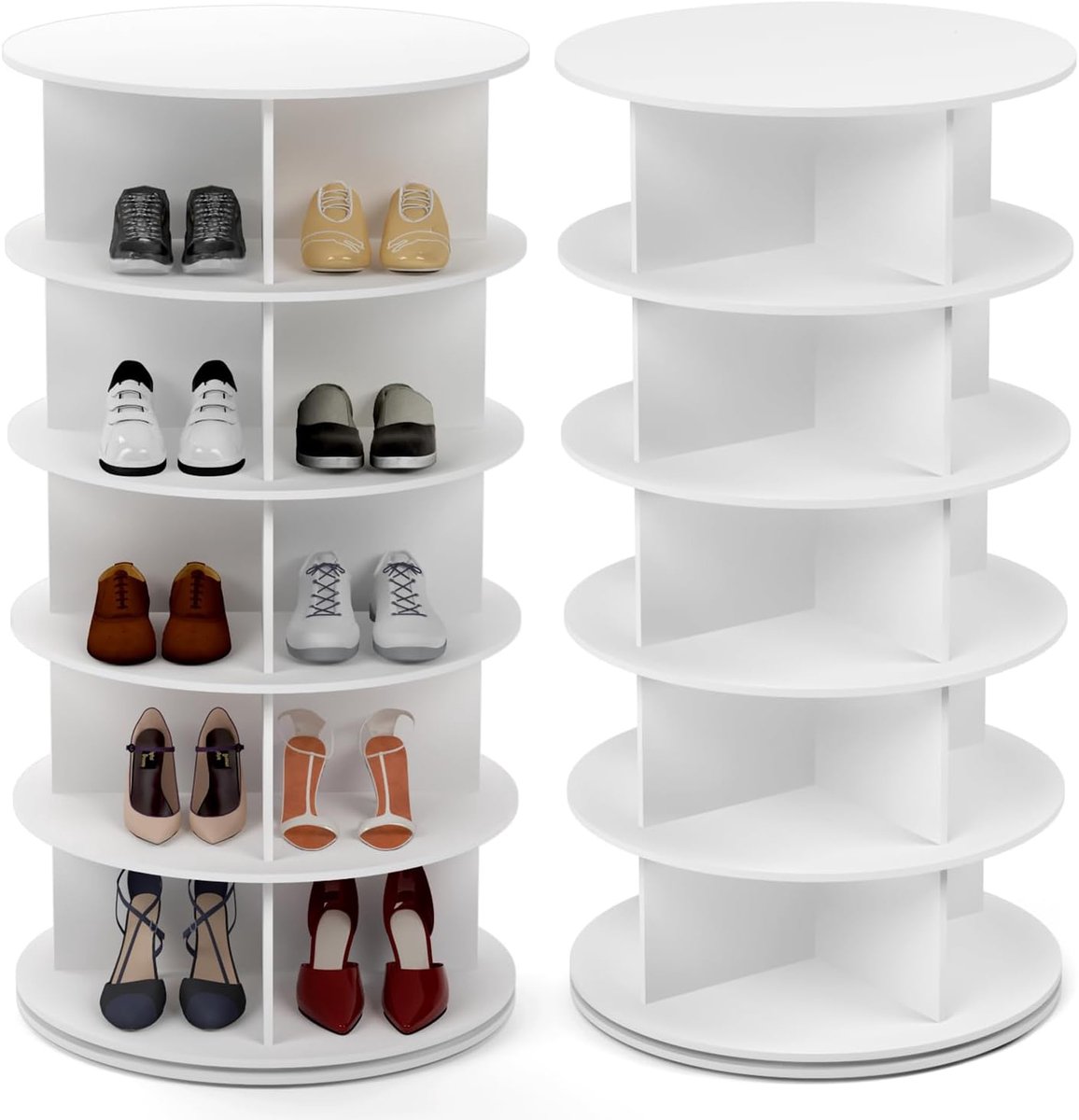 Schoenenrek 360 Graden - Rond Carousel - Wit - Perfect voor kleine ruimtes - ShopVlot