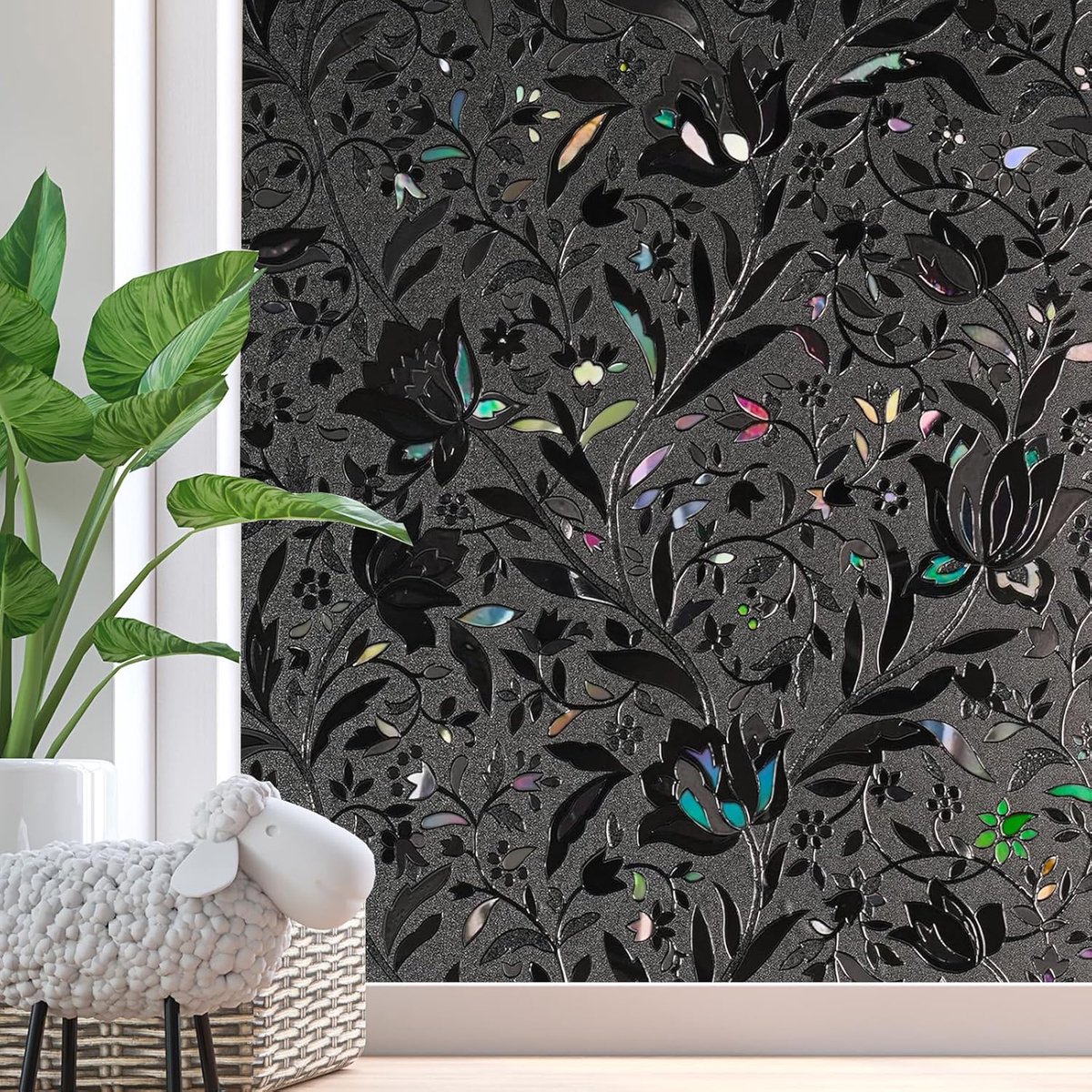 SnelShoppen - Privacy Frosted Raamfolie UV Bescherming, Decoratieve Glasfolie, Niet-Klevend, 59.5 x 200 cm voor Kantoor, Badkamer, Slaapkamer, Vergade