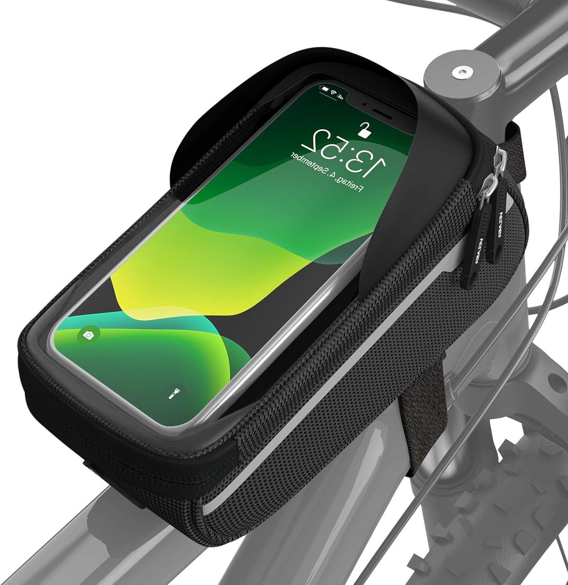 Waterdichte Frametas - Fiets Telefoonhouder - Fiets Navigatie - Probleemloos Mobiel Gebruik - Tot 64 inch - Zwart