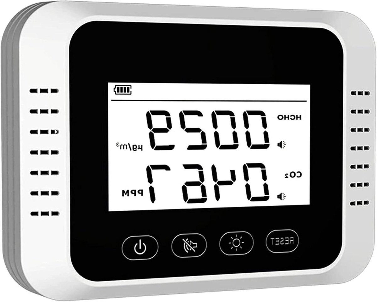 Luchtkwaliteit Monitor - CO2 Meter - Binnenlucht Meten - Ingebouwde Sensoren - 143x108x29mm - Wit