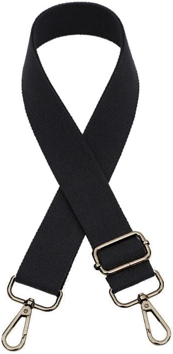 Verstelbare Schouderband met Brede Schouderriem in Effen Kleur, Stijlvolle Accessoire voor Handtas en DIY Projecten, Zwart en Brons