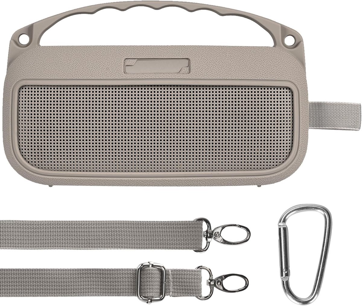 Siliconen hoes voor Bose SoundLink Flex draagbare Bluetooth speaker met schouderbanden, handvat en montagesluiting in aardetint