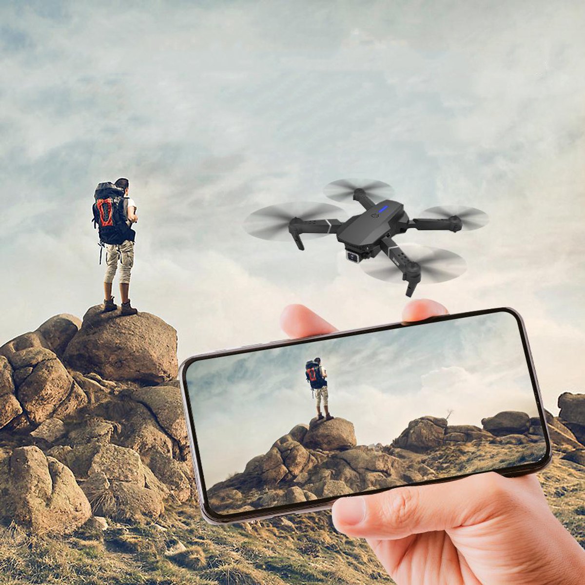 Opvouwbare 4K-Drone Met Dubbele Camera WiFi En Traject Vlucht - Hoogte Behoud Foto/Video via Gebaren 90° Verstelbare Lens Draagbare RC-Helikopter — cadeau in Gadgets - foto 6