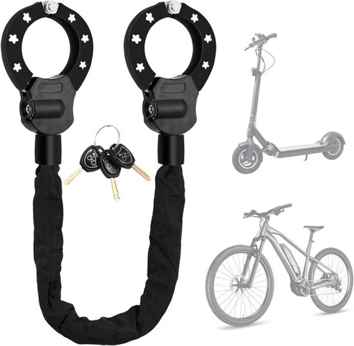 Veiligheidsslot voor E-Scooters en Fietsen - 8mm Handboei Slot met Sleutel, Diefstalbestendig en 93cm Lang voor Optimale Bescherming van Fietsen en Motoren